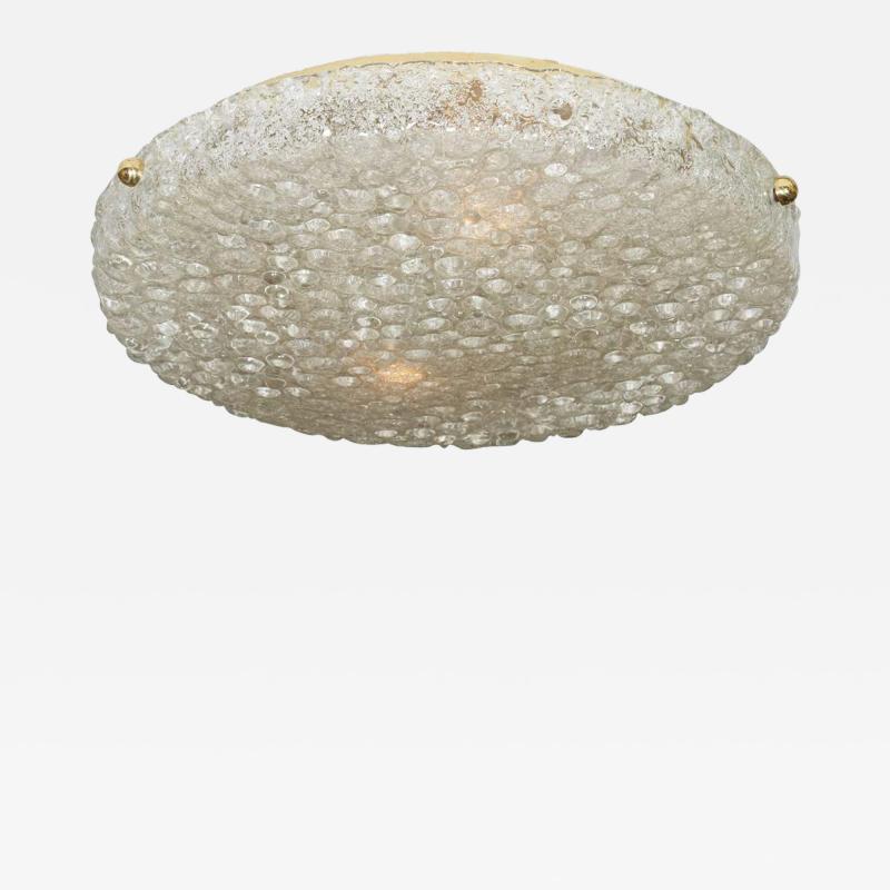  Hillebrand Vintage Hillebrand Textured Bubble Glass Flush Mount in Polished Brass