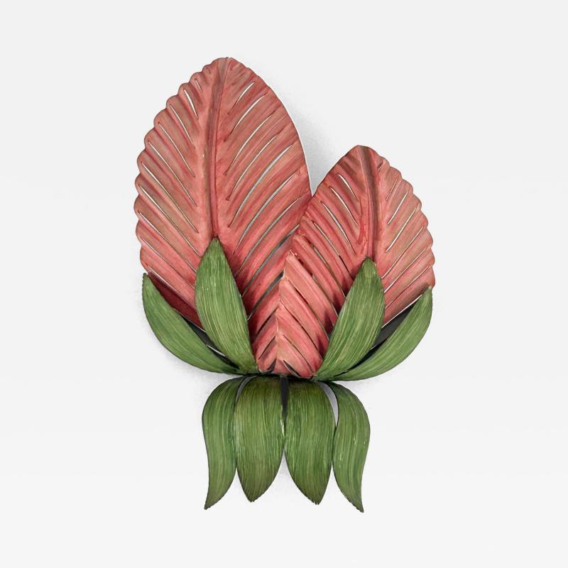  Holl nder Leuchten Rare Mid Century Double Leaf Floral Sconce by Holl nder Leuchten Germany 1970s