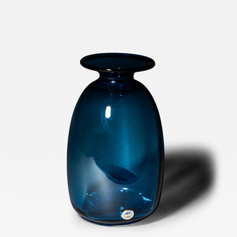  Holmegaard Blue Capri Glass Vase by Kastrup Holmegaard Denmark 1960s 70s