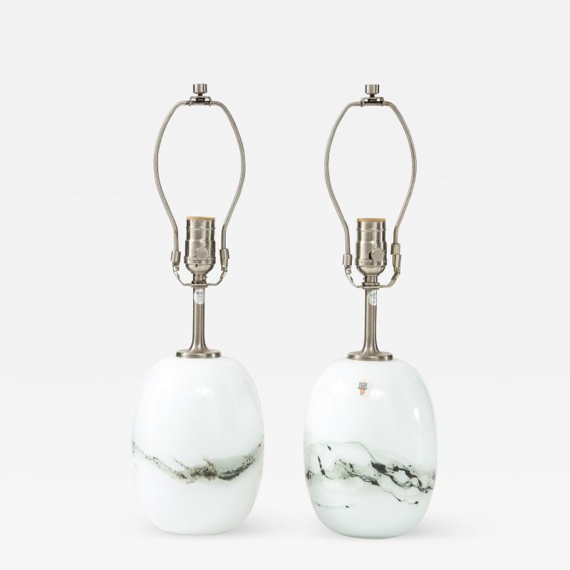  Holmegaard Michael Bang Grey Inclusion Glass Orb Lamps