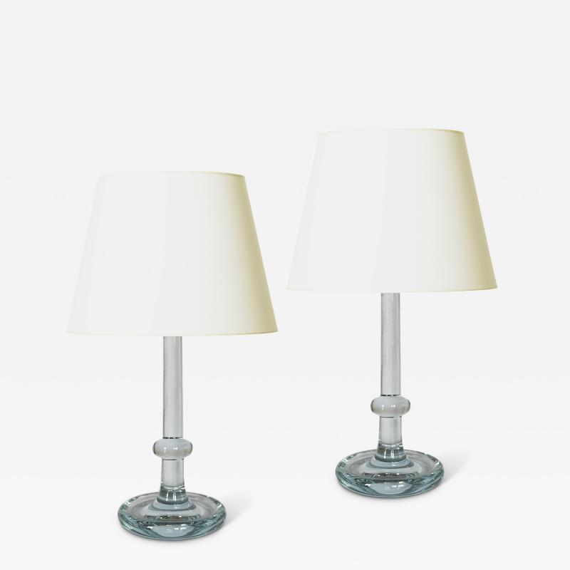  Holmegaard Pair of Palace Series Table Lamps in Crystal by Michael Bang for Holmegaard