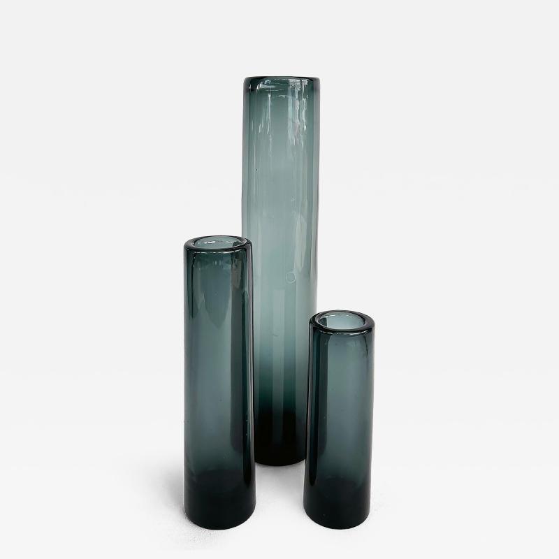  Holmegaard Per Lutken Holmegaard Glass Denmark Smoked Glasss Vases Set of Three 3 
