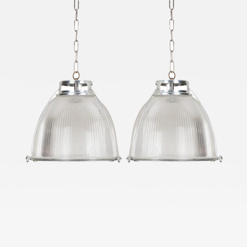  Holophane Pair of English Industrial Factory Pendants