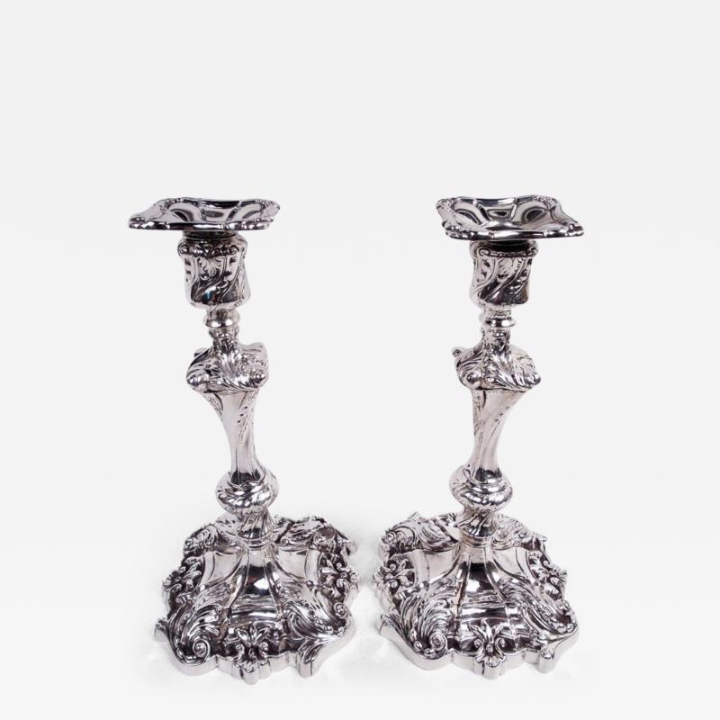  Howard Co Pair of Howard Victorian Rococo Sterling Silver Candlesticks 1898