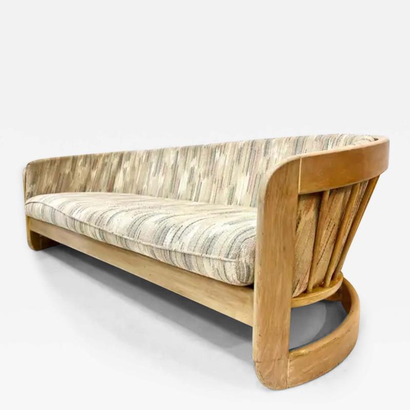  Howard Furniture Manufacturing 1980s Postmodern Spindle back Solid Oak Sofa Howard Furniture Pair Available