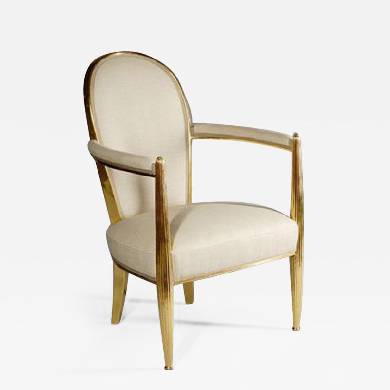  ILIAD Bespoke French Art Deco Inspired Gilt Armchair
