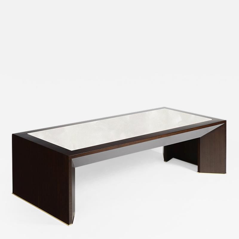  ILIAD Bespoke French Modernist inspired Wood and Onyx Coffee Table