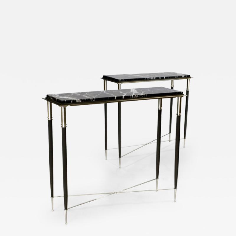  ILIAD Bespoke Pair of French Modernist Style Consoles Inspired by Andre Arbus