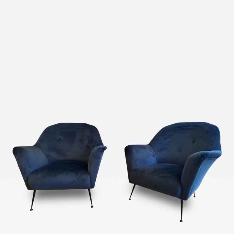  ISA Bergamo I S A Italy ISA Bergamo blue velvet armchairs