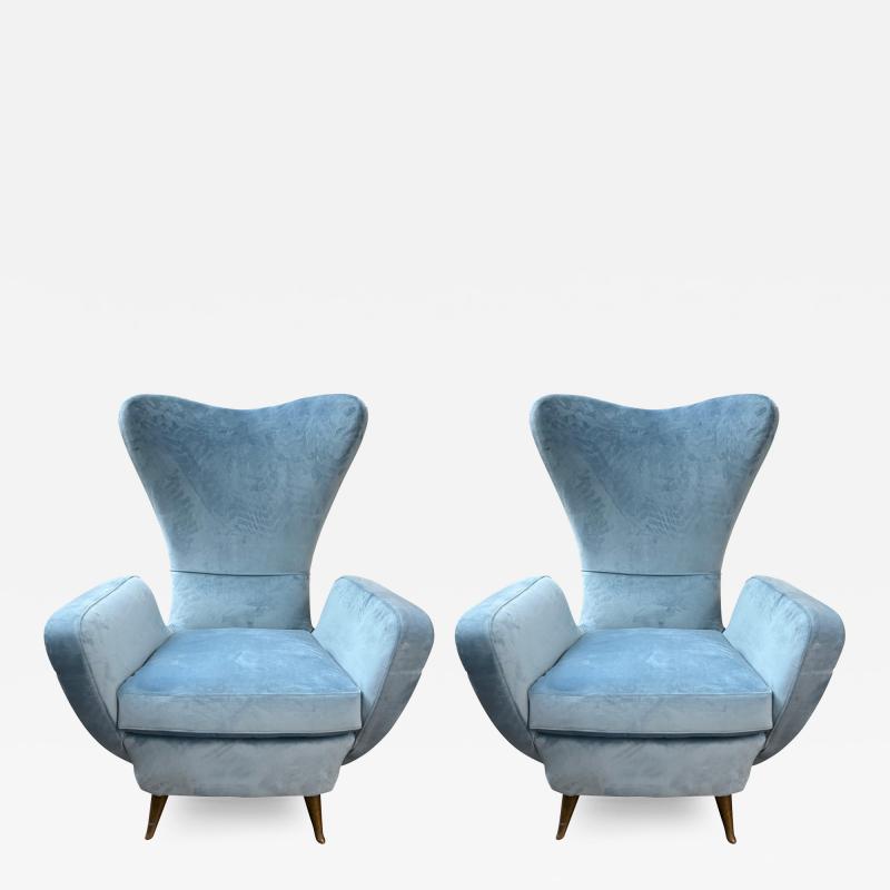  ISA Bergamo I S A Italy Pair Of Italian Modern Gio Ponti Inspired Lounge Chairs