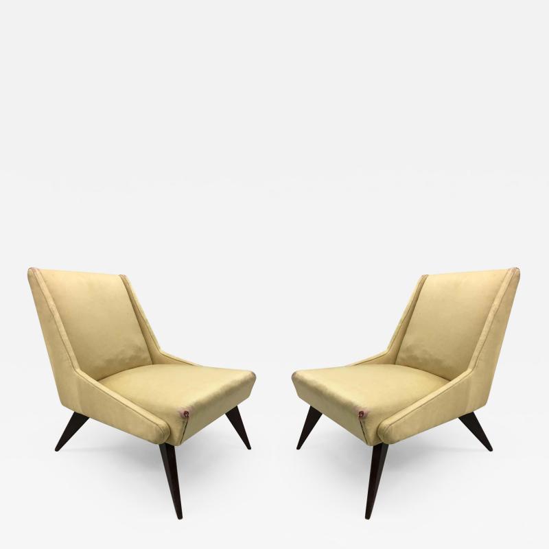  ISA Bergamo I S A Italy Pair of Italian Mid Century Modern Lounge Slipper Chairs by ISA 1950