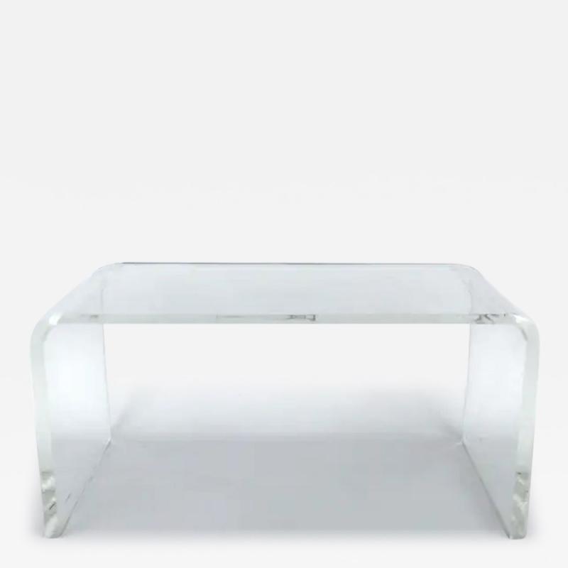  Iconic Design Gallery Custom Order Lucite Waterfall Table with Curved Sides