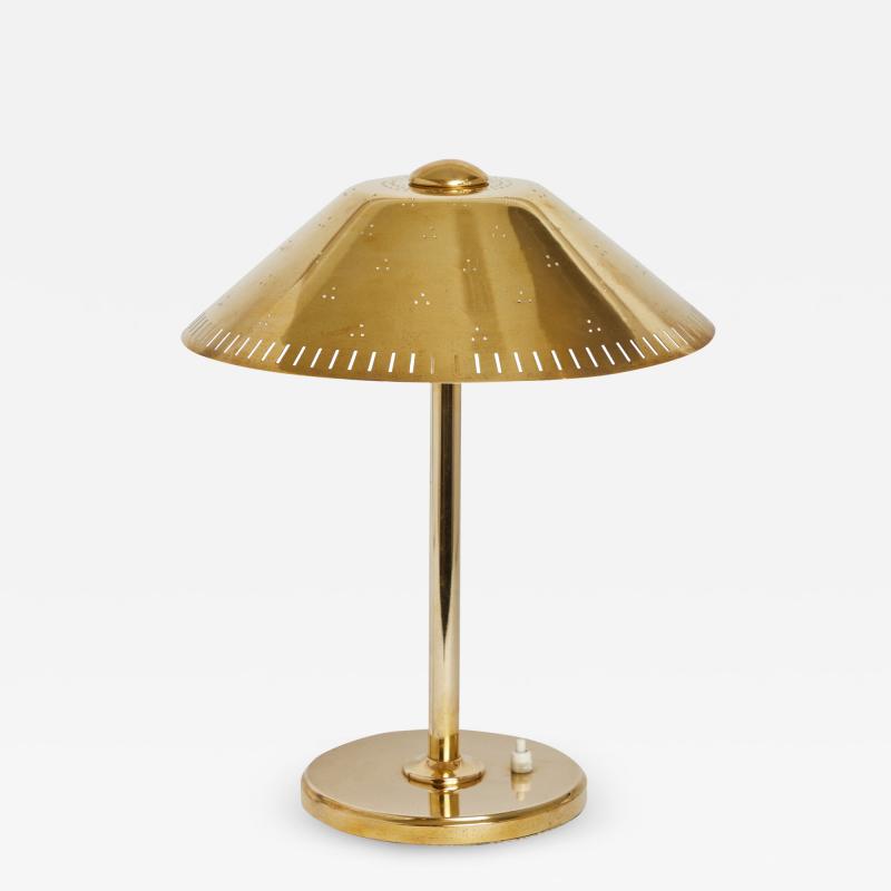  Idman Oy 1950s Finnish Perforated Brass Table Lamp Attributed to Paavo Tynell