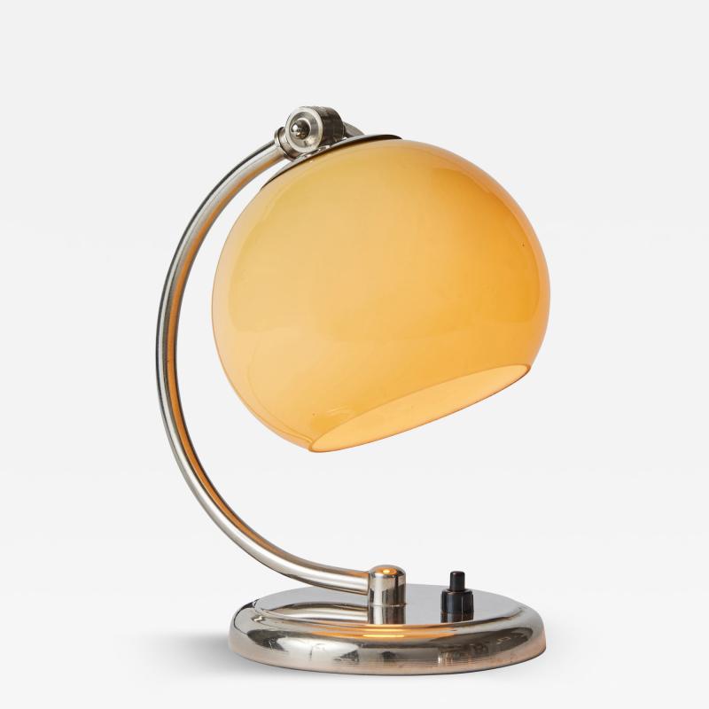  Idman Oy 1950s Mauri Almari Chrome and Opaline Glass Table Lamp for Idman Oy