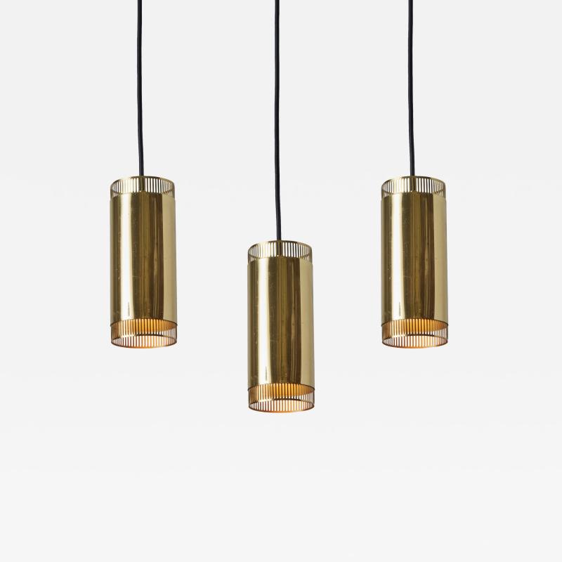  Idman Oy 1960s Perforated Brass Cylindrical Pendant Attributed to Mauri Almari for Idman