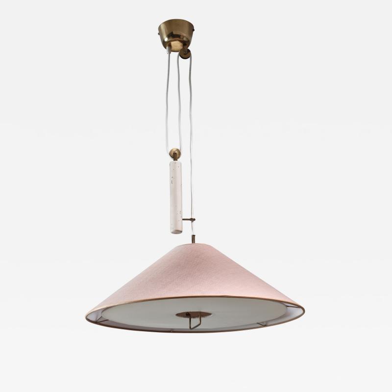 Idman Oy Paavo Tynell Pendant With Counterweight And Fabric Shade And Diffuser Finland