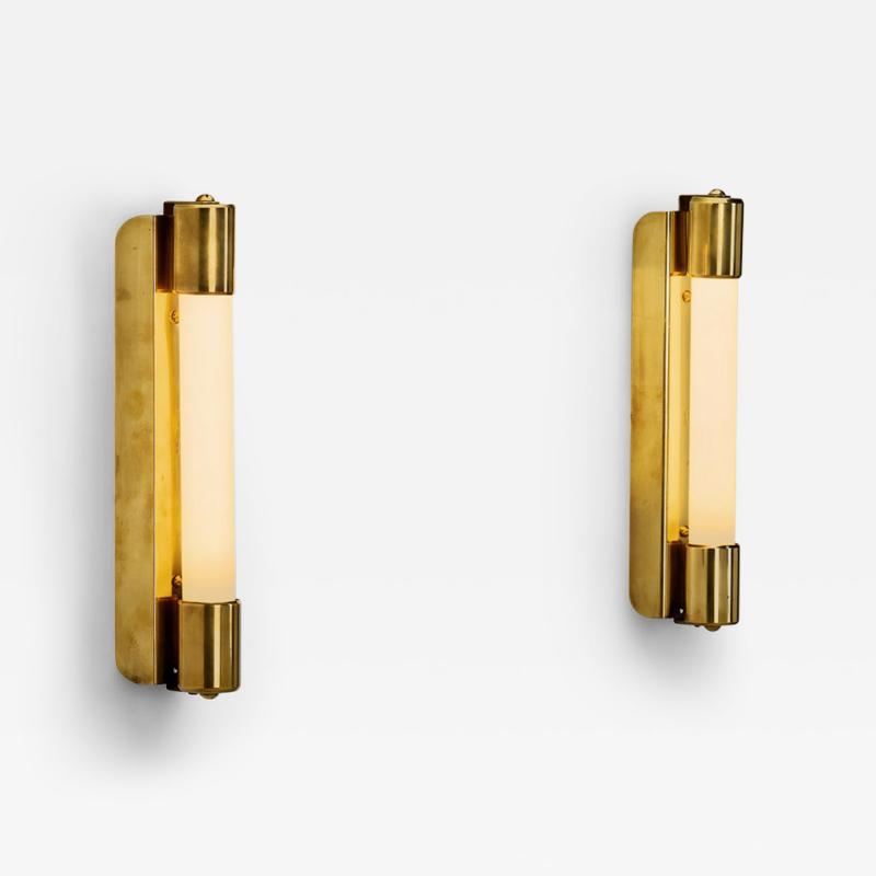  Idman Oy Pair of Brass Model 71032 Wall Lamps by Mauri Almari for Idman Finland 1950s