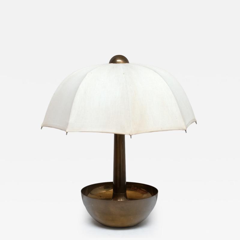  Il Punto Sculptural Il Punto la Bottega Brass Table Lamp with Umbrella Shade Italy 1970s