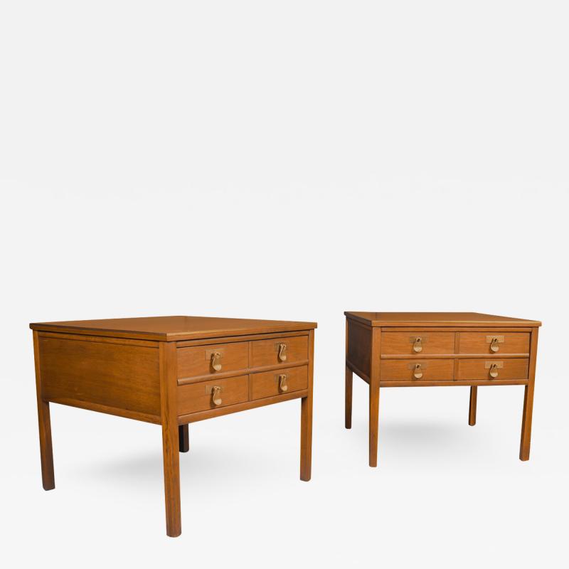  Imperial Furniture Co Mid Century Hollywood Regency Campaign Style End Tables pair