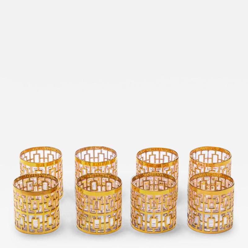  Imperial Glass Company Vintage Imperial Glass Co Shoji Rocks Glasses 22 Karat Gold 1960s Set of 8