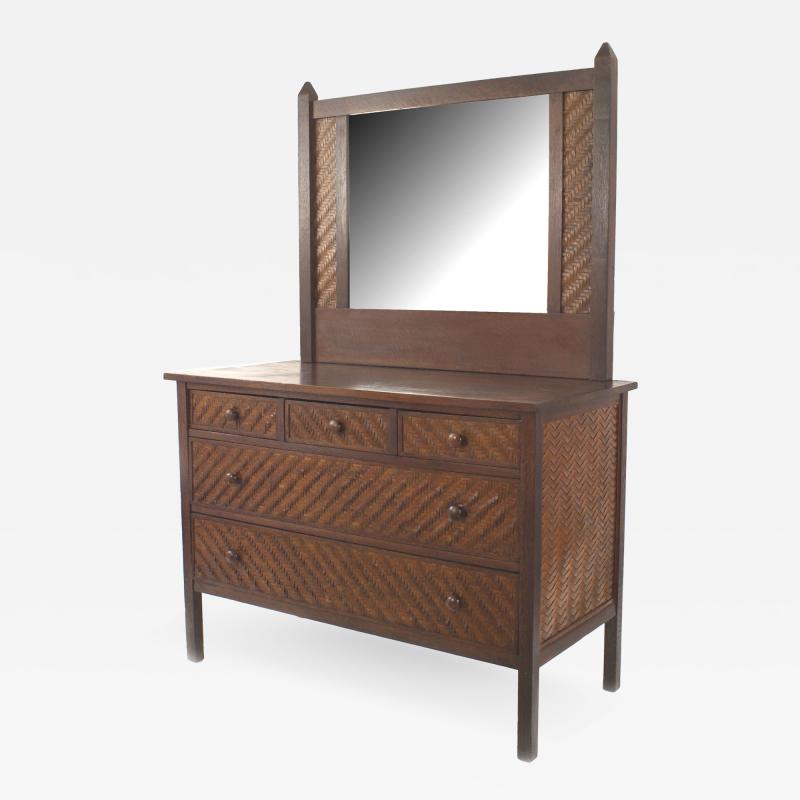  Indian Splint Mfg Co American Rustic Mission Oak Dresser with Mirror