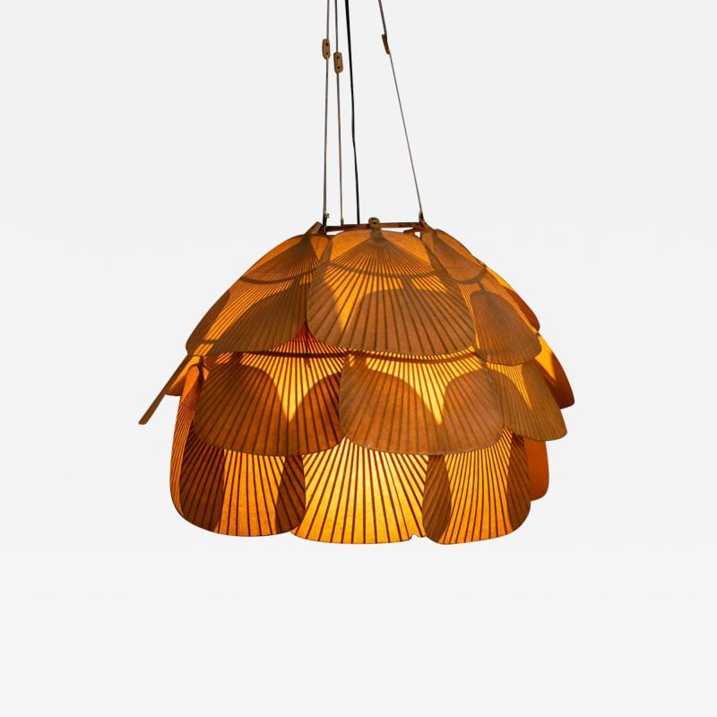  Ingo Maurer Ingo Maurer Uchiwa Fan Ceiling Lamp in Lacquered Rice Paper and Bamboo 1970s