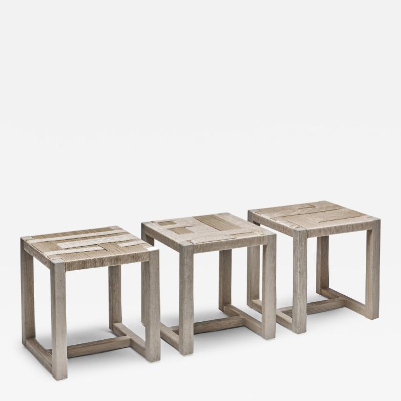  Interlude Home Venice Square Stools Champagne