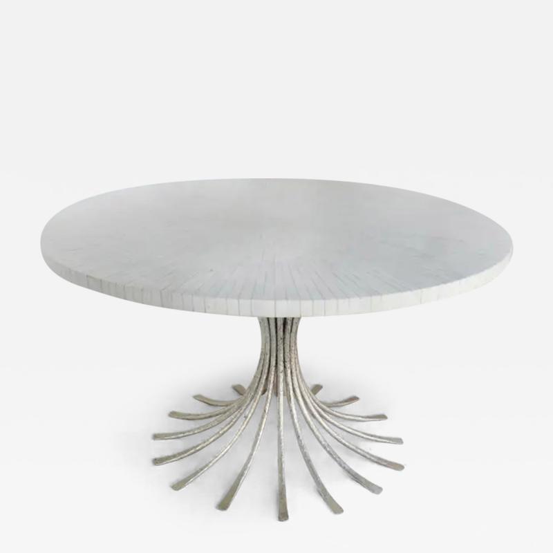  Ironies Ironies Silver Gilt Metal Table with Tessellated Bone Top