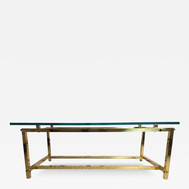  Italian Workshop Elegant Brass Cocktail Table Square Tube Constructed Italian 1970s 24 x 48 x 17