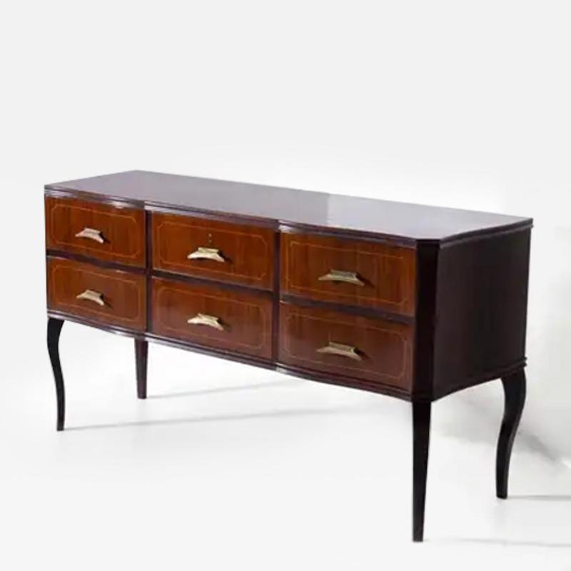  Italian school XX ct Elegant Italian Vintage sideboard in brass and walnut wood