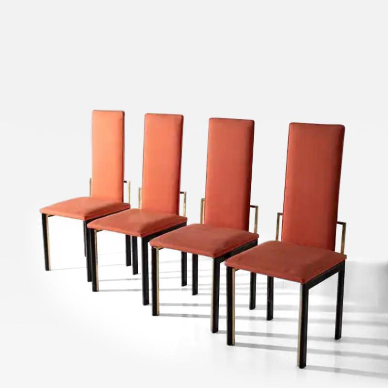  Italian school XX ct Four Vintage Italian Chairs in Fabric and Metal