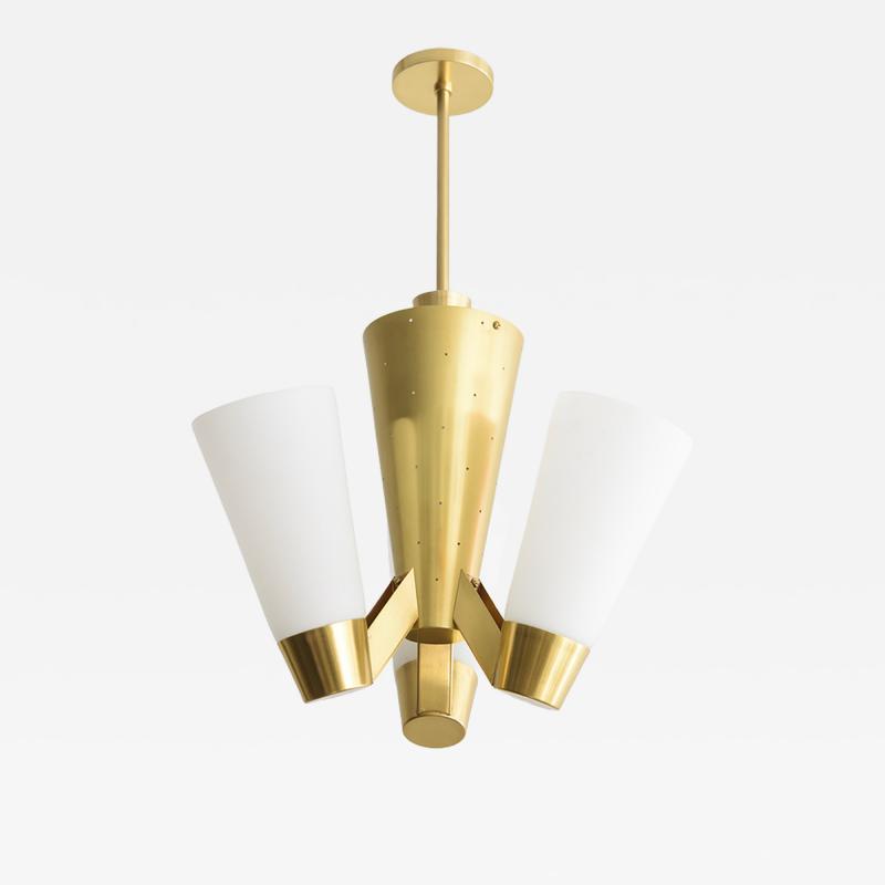  Itsu ITSU FINNISH MID CENTURY AA71 4 FIXTURE in brass with white glass shades