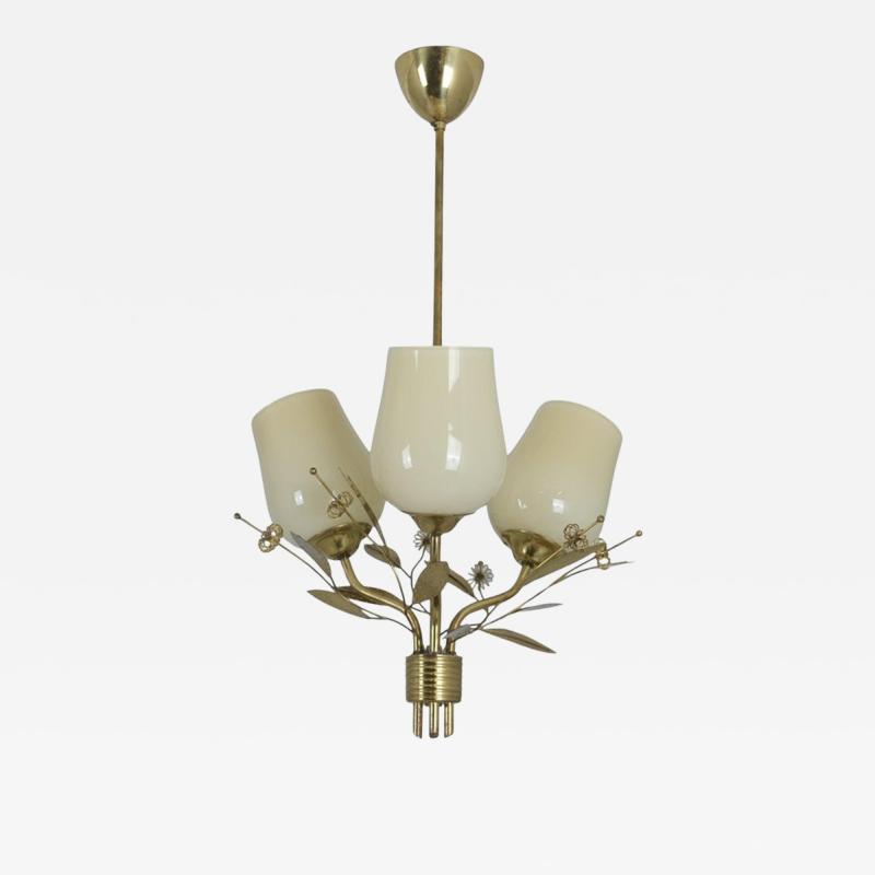  Itsu Mid Century Modern Floral Brass Ceiling Lamp Model ER 77 3 Itsu Finland 1950s