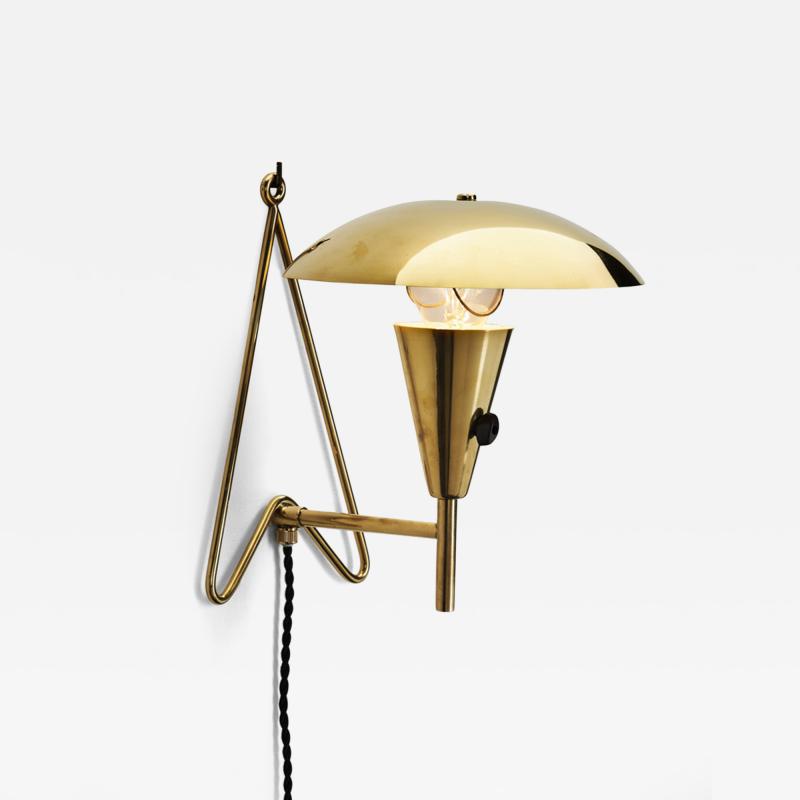  Itsu Model EV 57 Polished Brass Wall Lamp by Itsu Finland ca 1950s