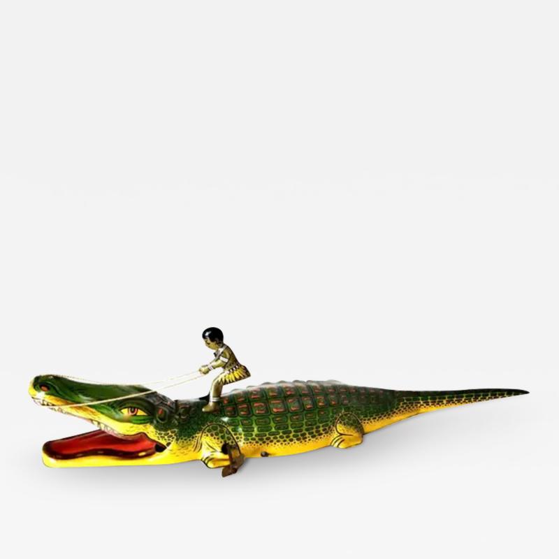  J Chein Co Boy Riding An Alligator Vintage Wind Up Toy by J Chein Co N J Circa 1935