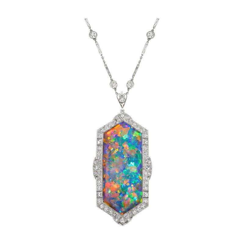  J E Caldwell Co Jewelry Caldwell Silver J E Caldwell Co Art Deco Black Opal Necklace