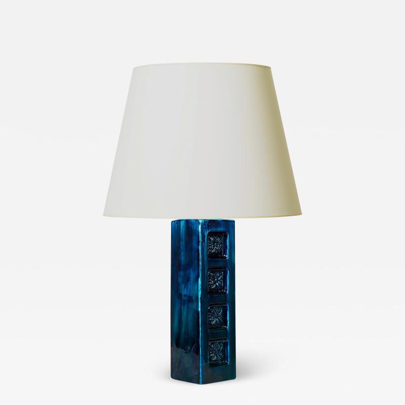  J Holstein Large Lamp in Savoy Blue Glaze by J Holstein Denmark