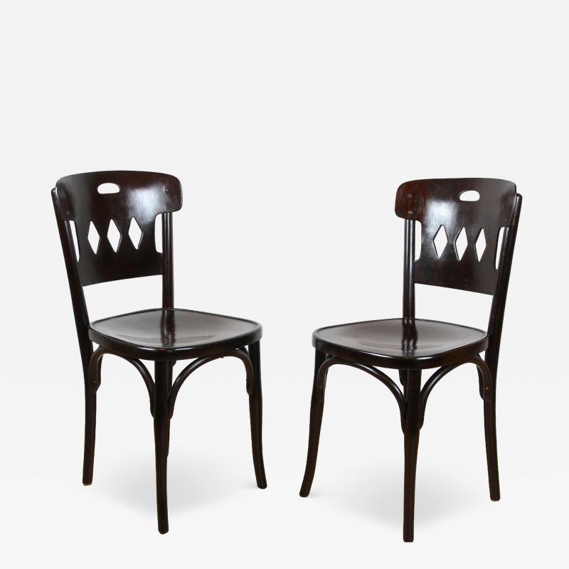  J J Kohn 20th Century Art Nouveau Bentwood Chairs by KOHN Set Of 2 Vienna ca 1910