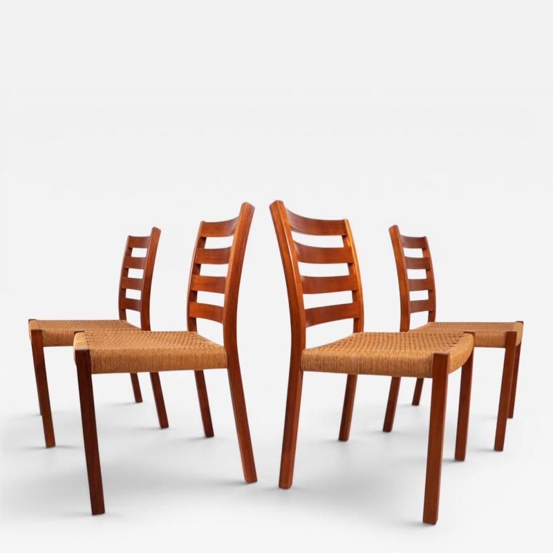  J L Mollers Mobelfabrik Niels O M ller 408 Set Teak Papercord Dining Chairs for J L M llers 1975