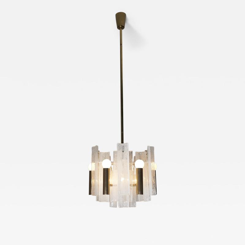  J T Kalmar Kalmar Lighting Brass and Glass Lipizza Chandelier 1960s