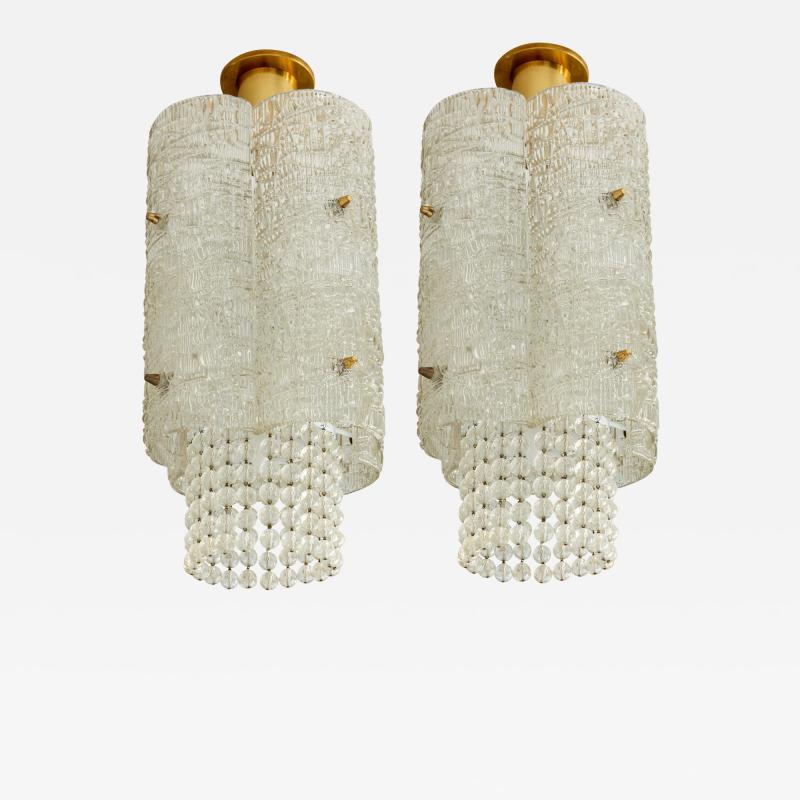  J T Kalmar Kalmar Lighting Exceptional Pair of J T Kalmar Crystal Lantern Chandeliers Austria circa 1951