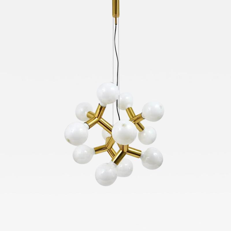  J T Kalmar Kalmar Lighting J T Kalmar Atomic Sputnik Chandelier Space Age Ceiling Lamp Brass 1960s