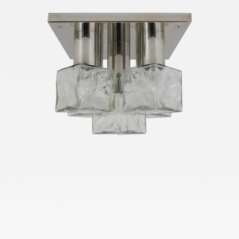  J T Kalmar Kalmar Lighting J T Kalmar Ice Cube Glass Flush Mount Chandelier or Sconce Austria 1960s