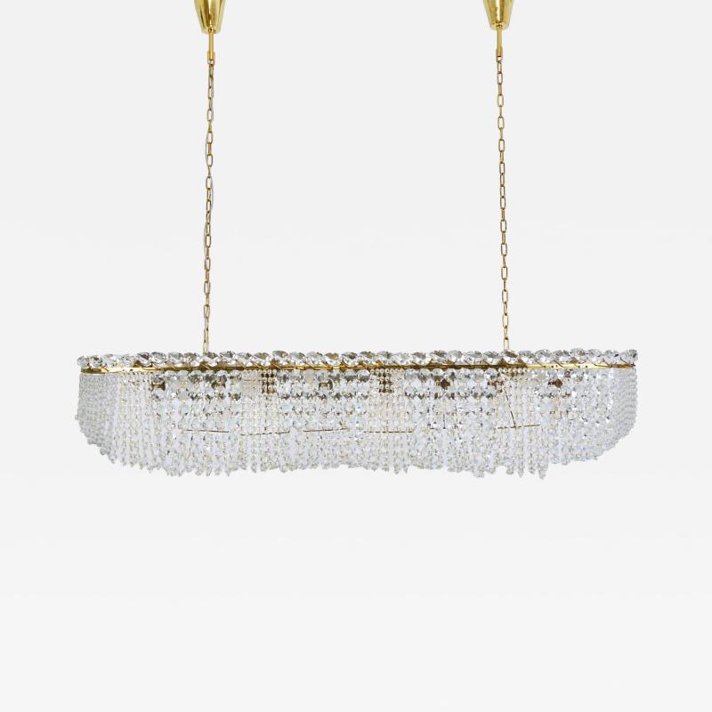  J T Kalmar Kalmar Lighting J T Kalmar Josef Frank 58 Zeppelin Crystal and Brass Chandelier Vienna 1950s
