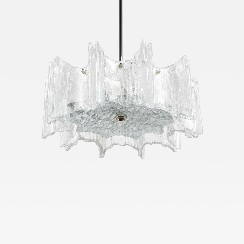  J T Kalmar Kalmar Lighting J T Kalmar Vienna Ice Glass Star Chandelier Austria 1960s