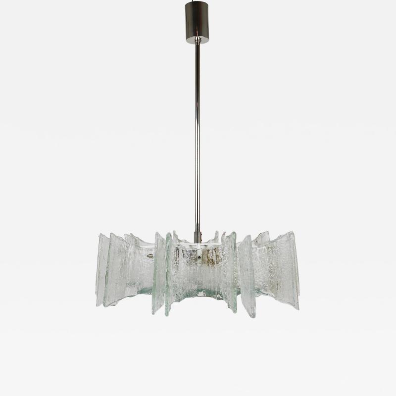  J T Kalmar Kalmar Lighting Kalmar Frosted Glass Midcentury Star Chandelier Austria 1960s