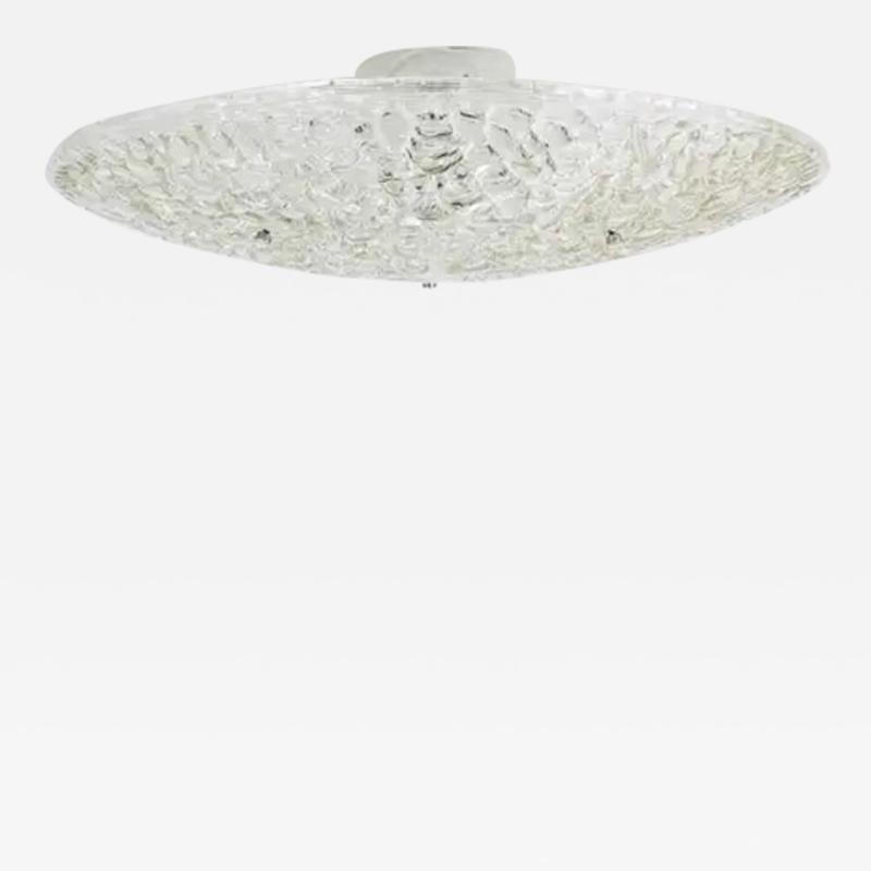  J T Kalmar Kalmar Lighting Large Round J T Kalmar Mid Century Textured Glass Flush Mount Austria 1960s