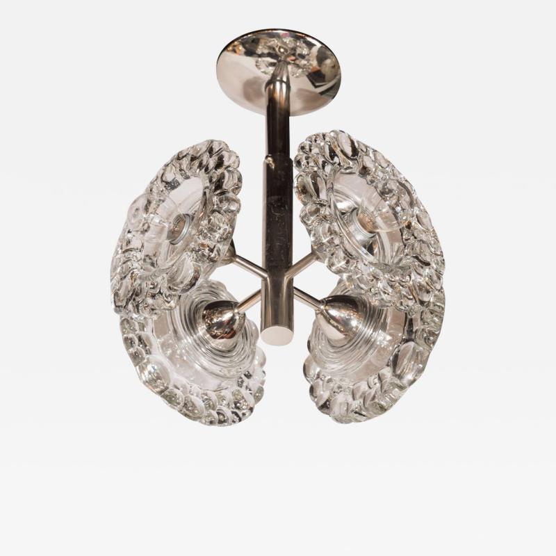  J T Kalmar Kalmar Lighting Mid Century Modern Chrome Chandelier with Abstracted Floral Shades J T Kalmar