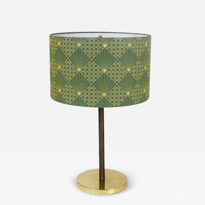  J T Kalmar Kalmar Lighting Pair J T Kalmar Brass Leather Mid Century Table or Side Lamps Austria 1960s