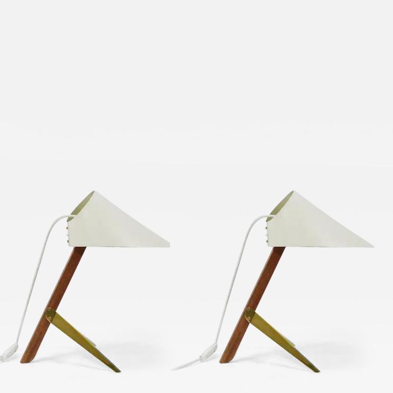  J T Kalmar Kalmar Lighting Two J T Kalmar Vienna Billy TL White Mid Century Table Desk Lamps Austria